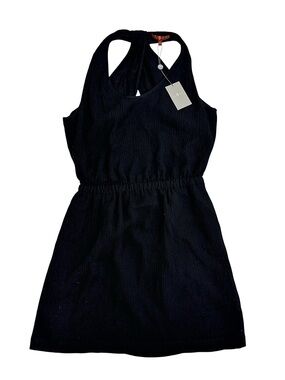 7 For All Mankind 100% Silk Halter Open Back Mini Dress Black Small NWT Cocktail